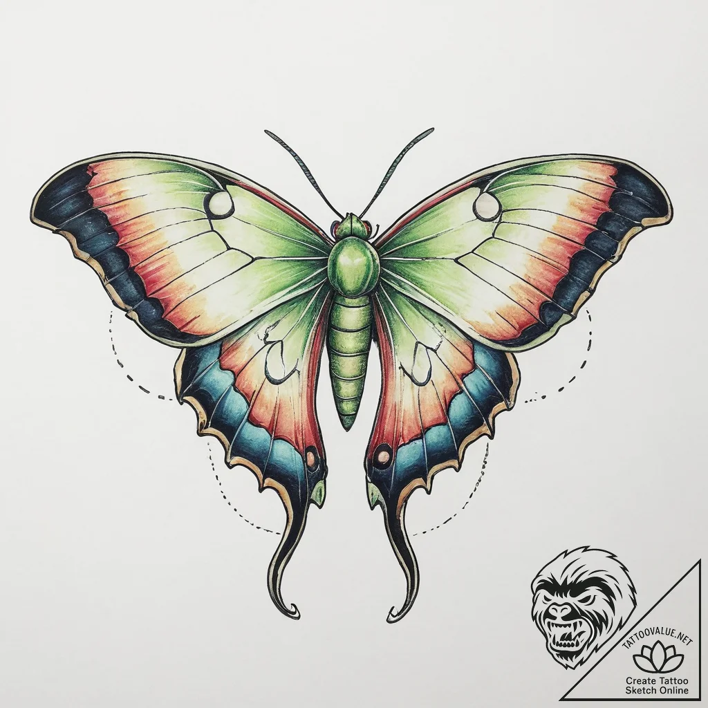 Tattoo sketch luna moth, tattoo sketch design... - tattoo sketch (№1756586364_0, 30.08.2025 20:39) — tattoovalue.net