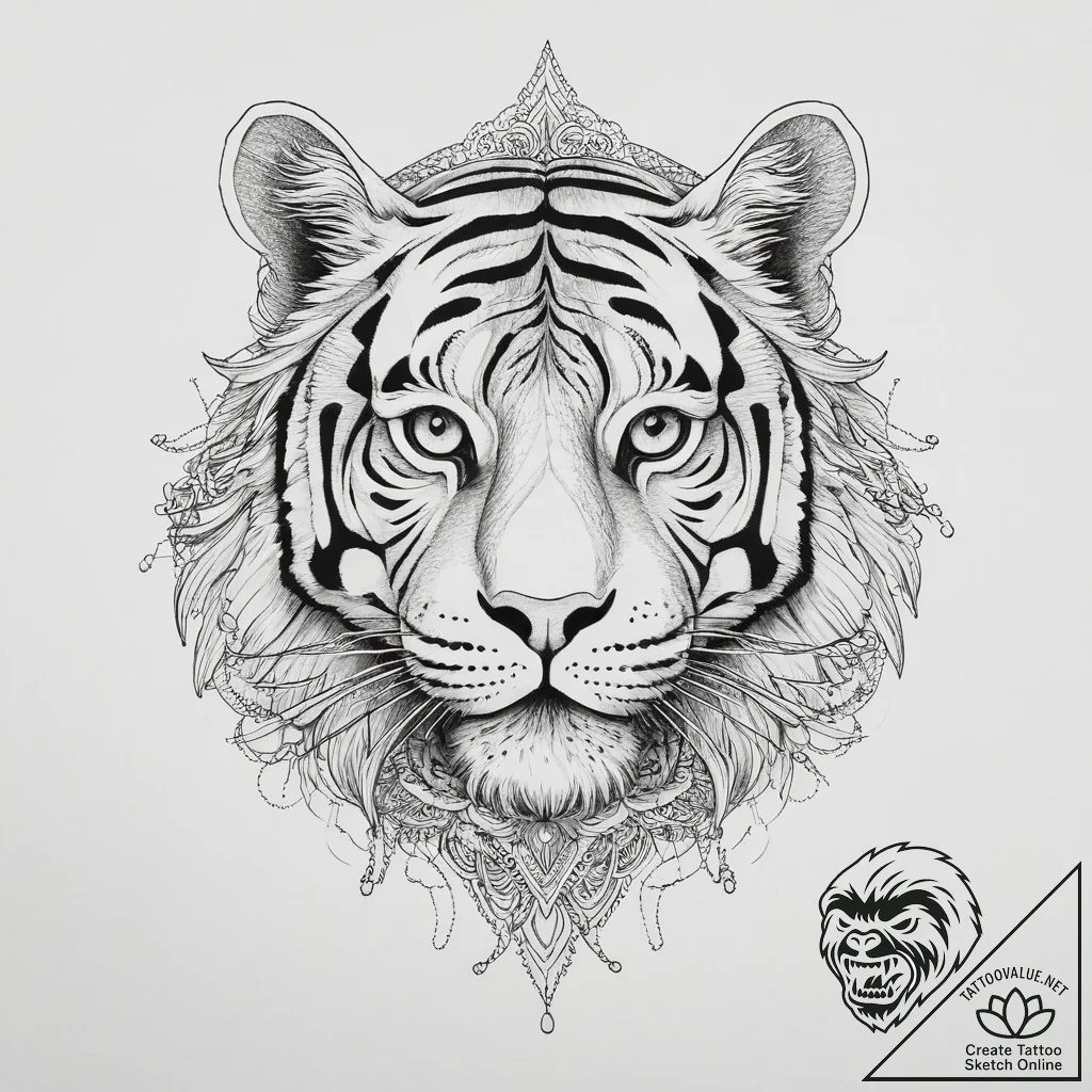 Tattoo sketch tiger's eye, tattoo line art, o... - tattoo sketch (№1756587165_0, 30.08.2025 20:52) — tattoovalue.net