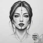 Tattoo sketch blessed portrait, tattoo line a… – tattoo sketch (№1756587771_0, 30.08.2025 21:02) — tattoovalue.net