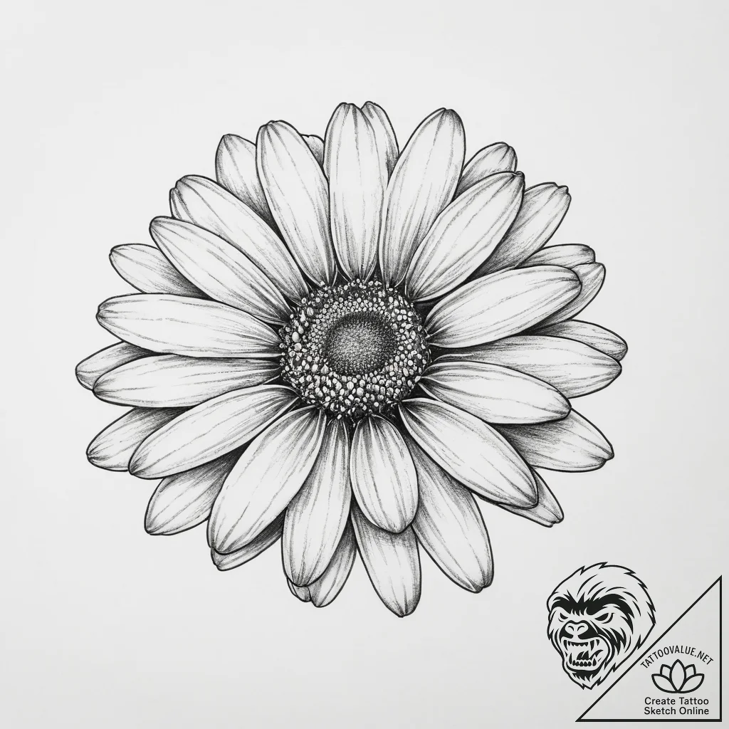 Tattoo sketch daisy - tattoo sketch (№1756588169_0, 30.08.2025 21:09) — tattoovalue.net