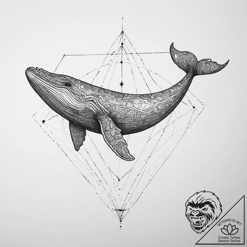Tattoo sketch puns a whale that says "i'm a w... - tattoo sketch (№1756588564_0, 30.08.2025 21:16) — tattoovalue.net