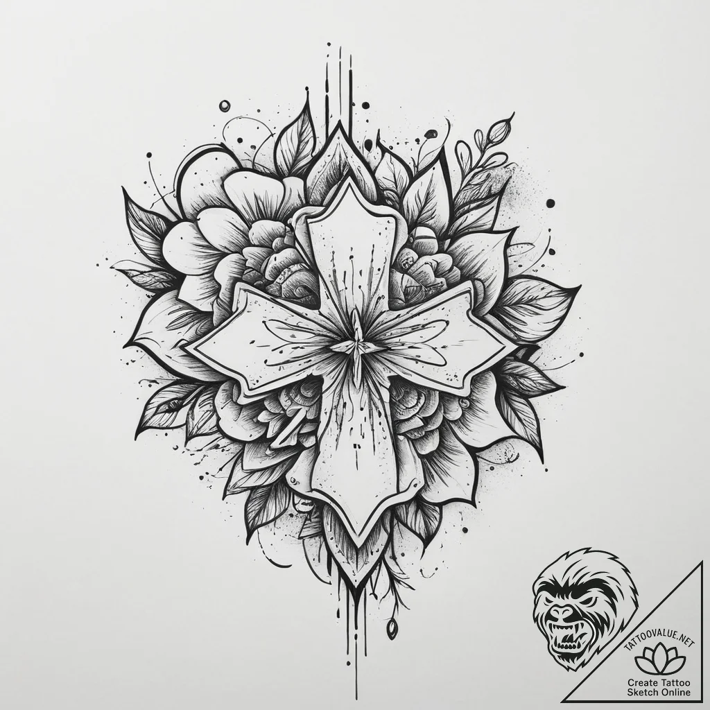 Tattoo sketch clutch with a flower, tattoo dr... - tattoo sketch (№1756589360_0, 30.08.2025 21:29) — tattoovalue.net