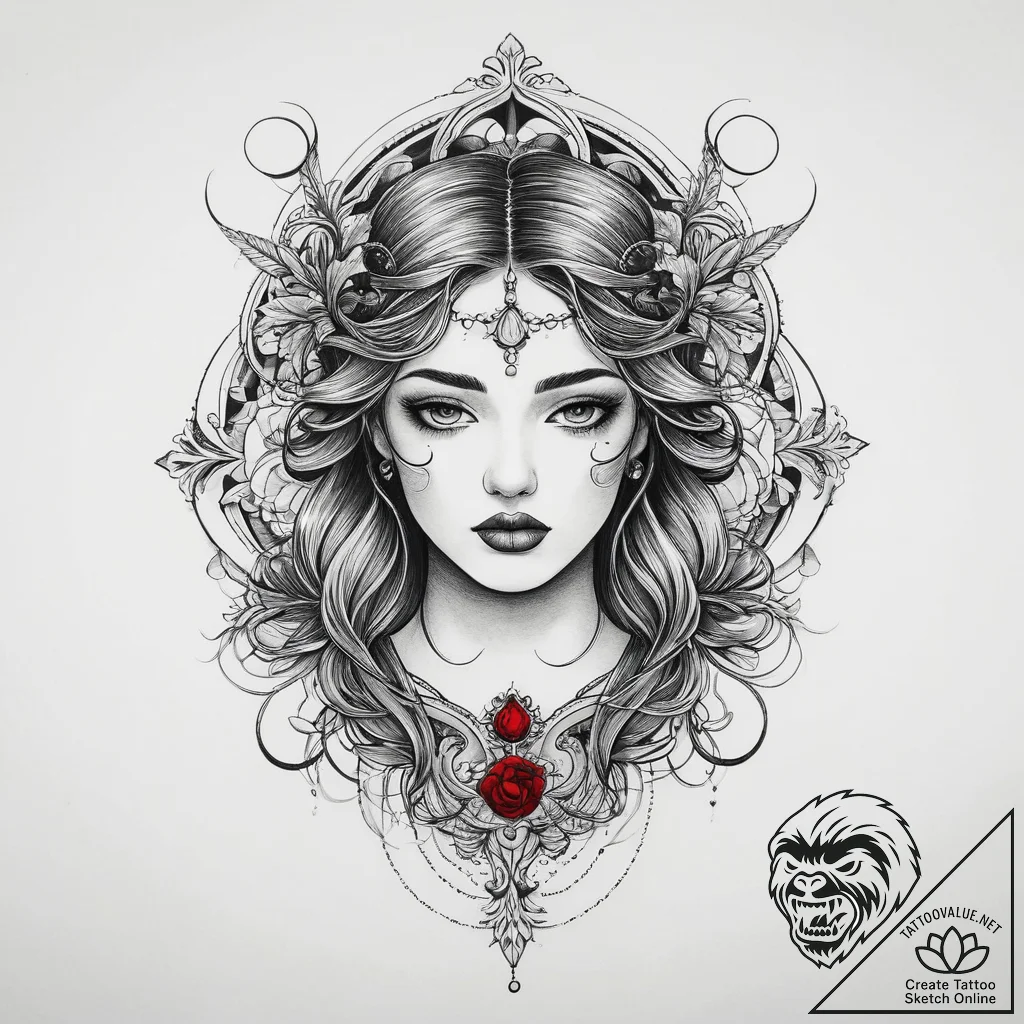 Tattoo sketch mystical self, ink illustration... - tattoo sketch (№1756589957_0, 30.08.2025 21:39) — tattoovalue.net
