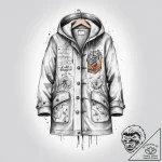 Tattoo sketch duffel coat with a quote, tatto… – tattoo sketch (№1756593565_0, 30.08.2025 22:39) — tattoovalue.net