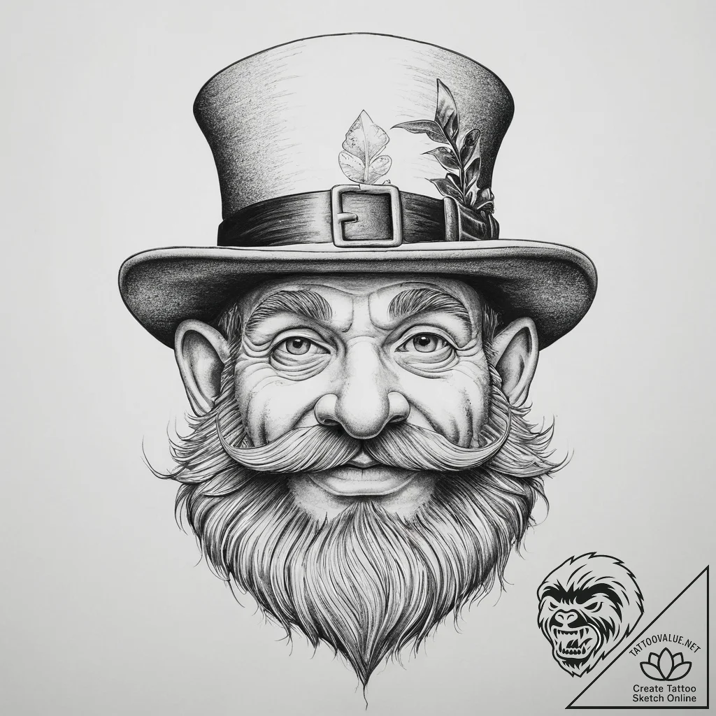 Tattoo sketch leprechaun - tattoo sketch (№1756593769_0, 30.08.2025 22:42) — tattoovalue.net