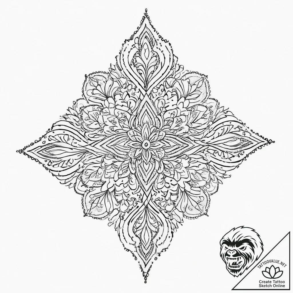 Tattoo sketch slavic embroidery pattern with... - tattoo sketch (№1756594576_0, 30.08.2025 22:56) — tattoovalue.net