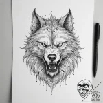 Tattoo sketch werewolf – tattoo sketch (№1756594974_0, 30.08.2025 23:02) — tattoovalue.net