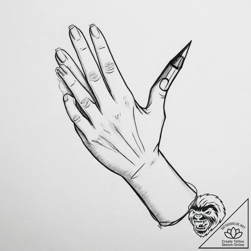 Tattoo sketch hands with a pencil, tattoo fla... - tattoo sketch (№1756595584_0, 30.08.2025 23:13) — tattoovalue.net