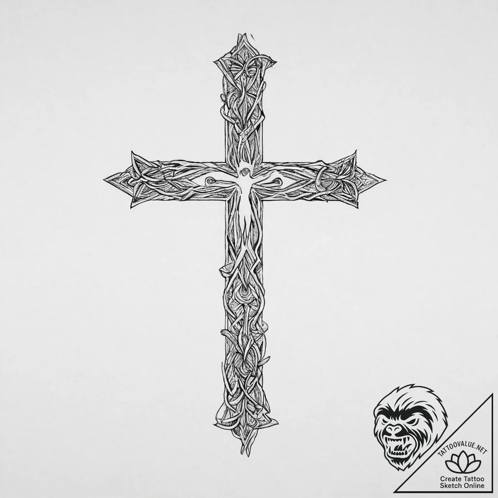 Tattoo sketch mannaz rune with two human silh... - tattoo sketch (№1756596392_0, 30.08.2025 23:26) — tattoovalue.net