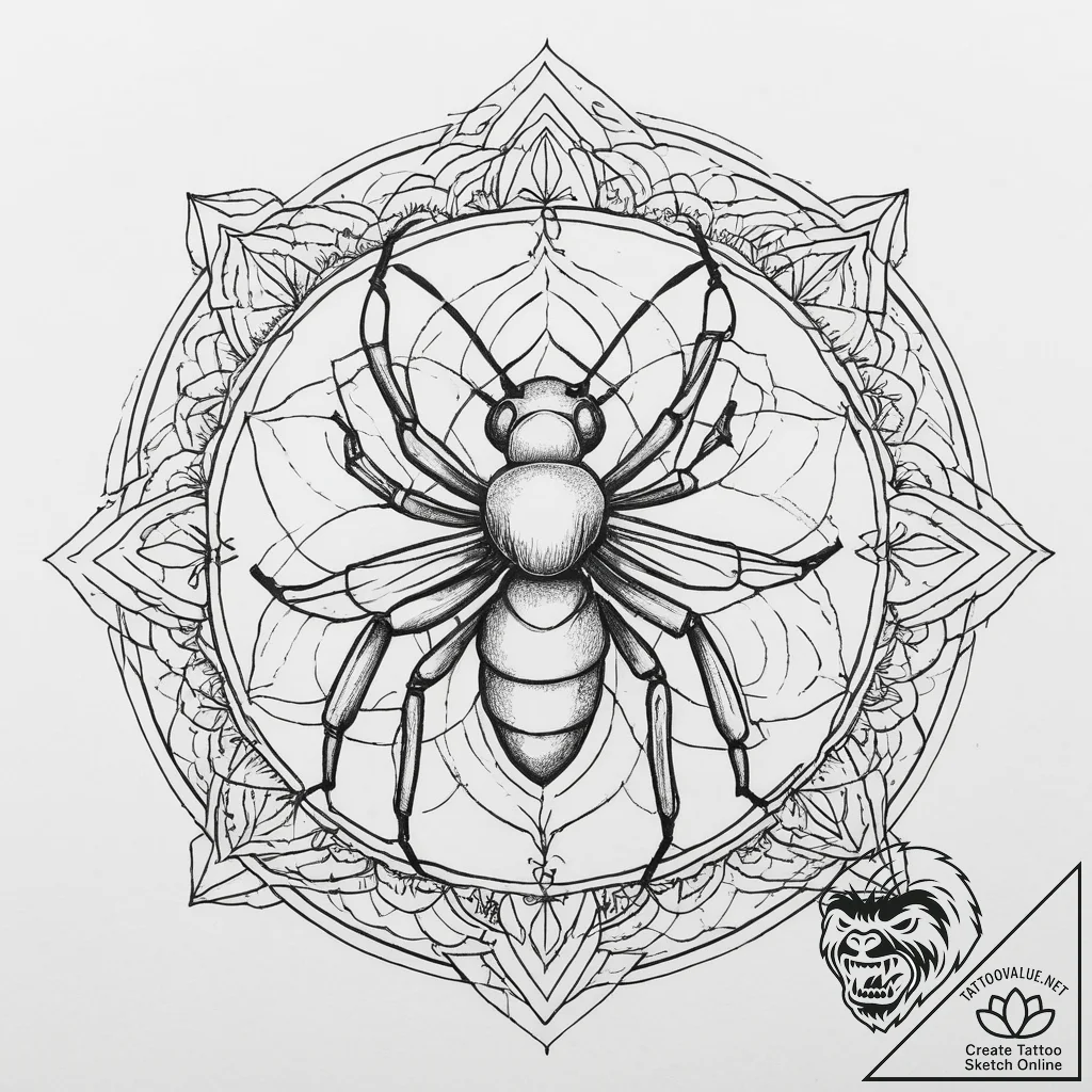 Tattoo sketch queen ant, ink illustration for... - tattoo sketch (№1756598230_0, 30.08.2025 23:57) — tattoovalue.net