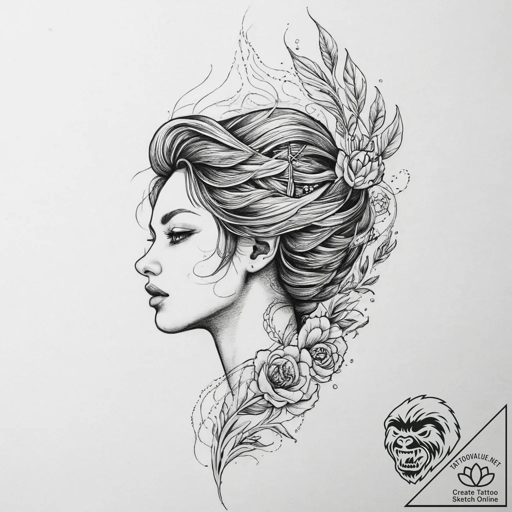 Tattoo sketch siren calling, artistic tattoo... - tattoo sketch (№1756598833_0, 31.08.2025 00:07) — tattoovalue.net