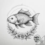 Tattoo sketch лайнворк с рыбами – tattoo sketch (№1756599634_0, 31.08.2025 00:20) — tattoovalue.net