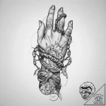 Tattoo sketch hands with a chain, ink illustr… – tattoo sketch (№1756601038_0, 31.08.2025 00:43) — tattoovalue.net