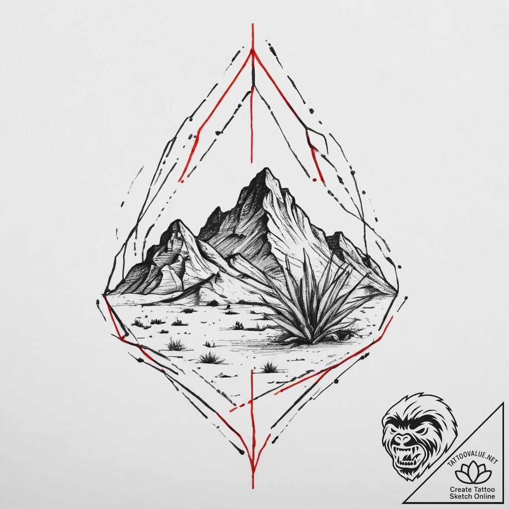 Tattoo sketch desert, artistic tattoo sketch,... - tattoo sketch (№1756601242_0, 31.08.2025 00:47) — tattoovalue.net