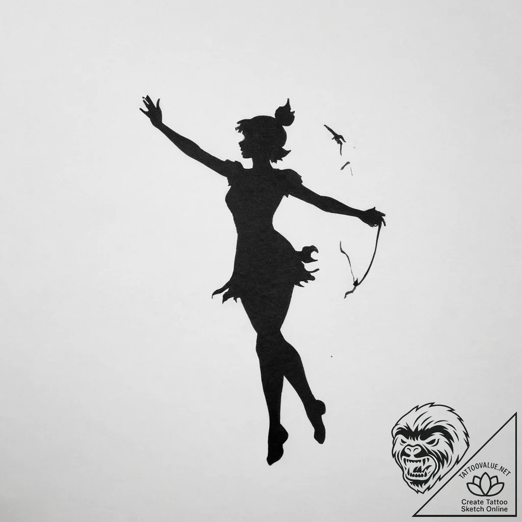Tattoo sketch peter pan silhouette - tattoo sketch (№1756601652_0, 31.08.2025 00:54) — tattoovalue.net