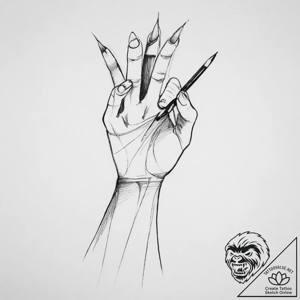 Tattoo sketch hands with a pencil, artistic t... - tattoo sketch (№1756602055_0, 31.08.2025 01:00) — tattoovalue.net