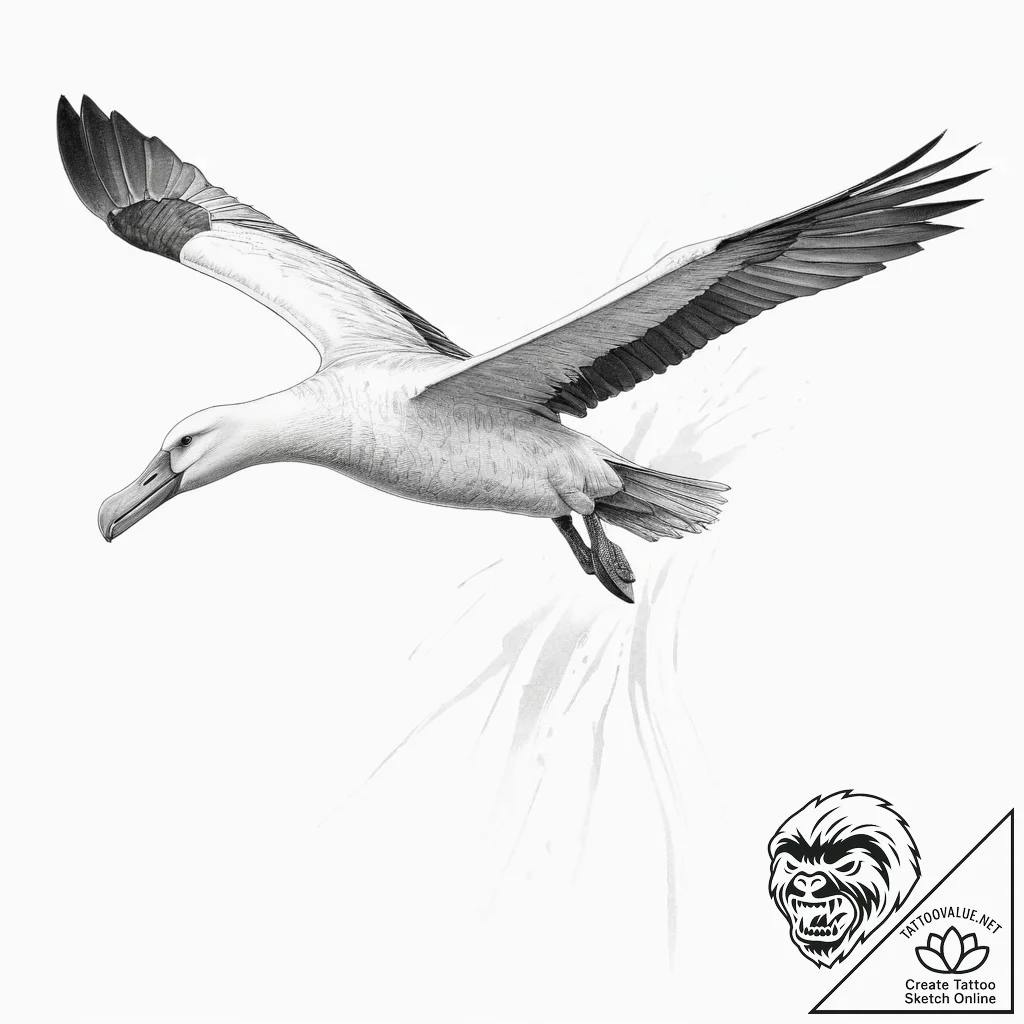 Tattoo sketch wandering albatross, ink illust... - tattoo sketch (№1756603260_0, 31.08.2025 01:21) — tattoovalue.net