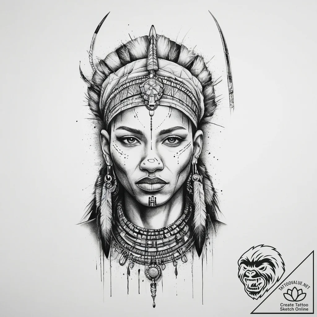 Tattoo sketch maasai warrior, tattoo drawing... - tattoo sketch (№1756603662_0, 31.08.2025 01:27) — tattoovalue.net