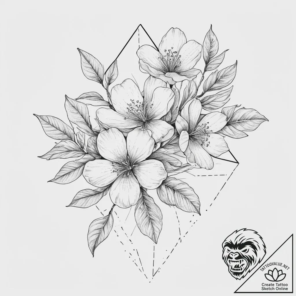 Tattoo sketch apple blossom branch, tattoo fl... - tattoo sketch (№1756605692_0, 31.08.2025 02:01) — tattoovalue.net