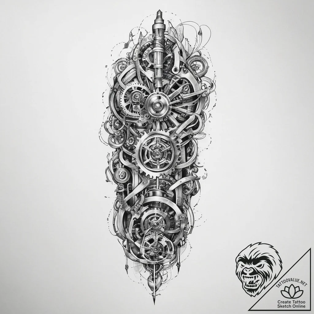 Tattoo sketch bio-mechanical механический рук... - tattoo sketch (№1756605891_0, 31.08.2025 02:04) — tattoovalue.net