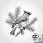 Tattoo sketch cedar waxwing – tattoo sketch (№1756607314_0, 31.08.2025 02:28) — tattoovalue.net
