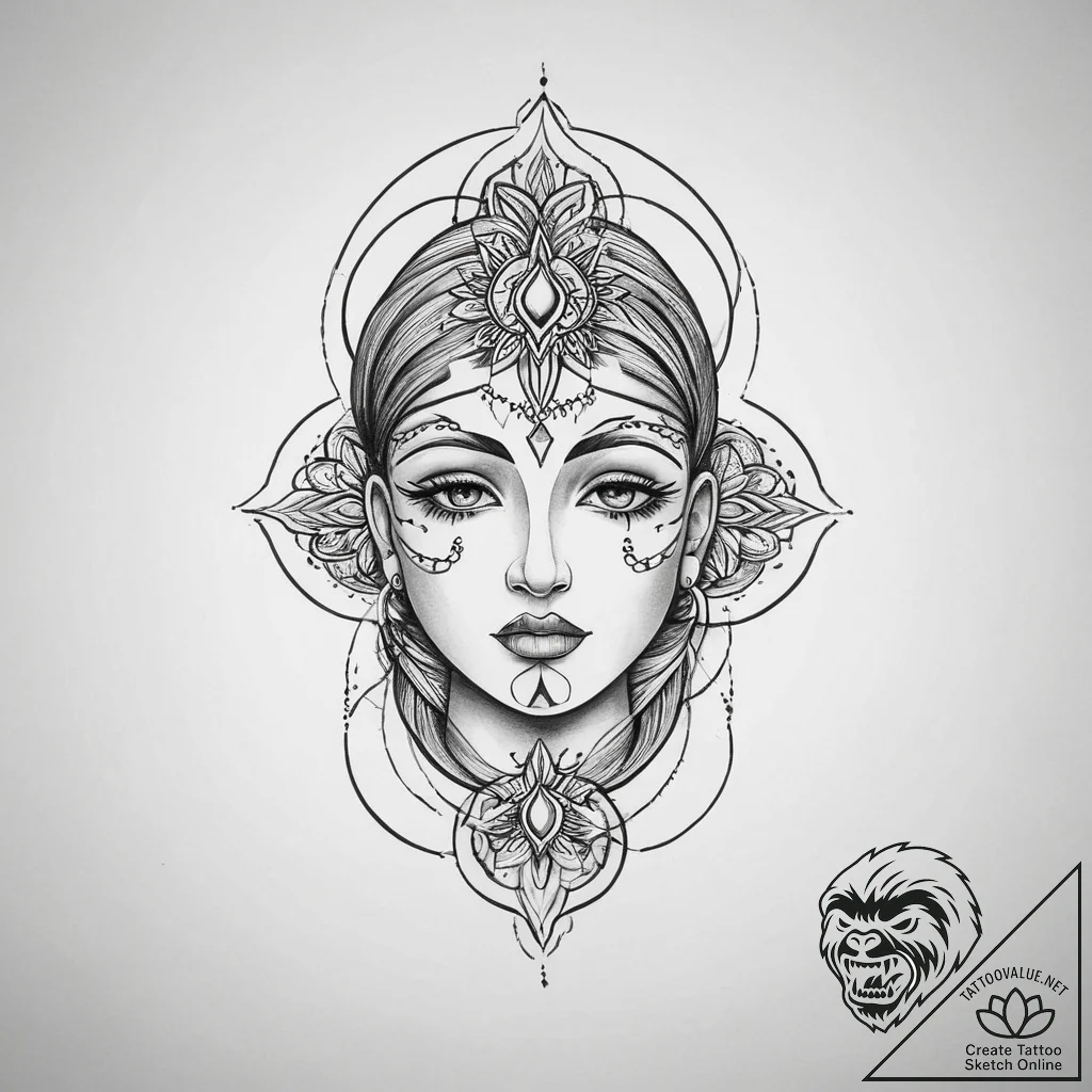 Tattoo sketch spiritual character, tattoo ske... - tattoo sketch (№1756608124_0, 31.08.2025 02:42) — tattoovalue.net