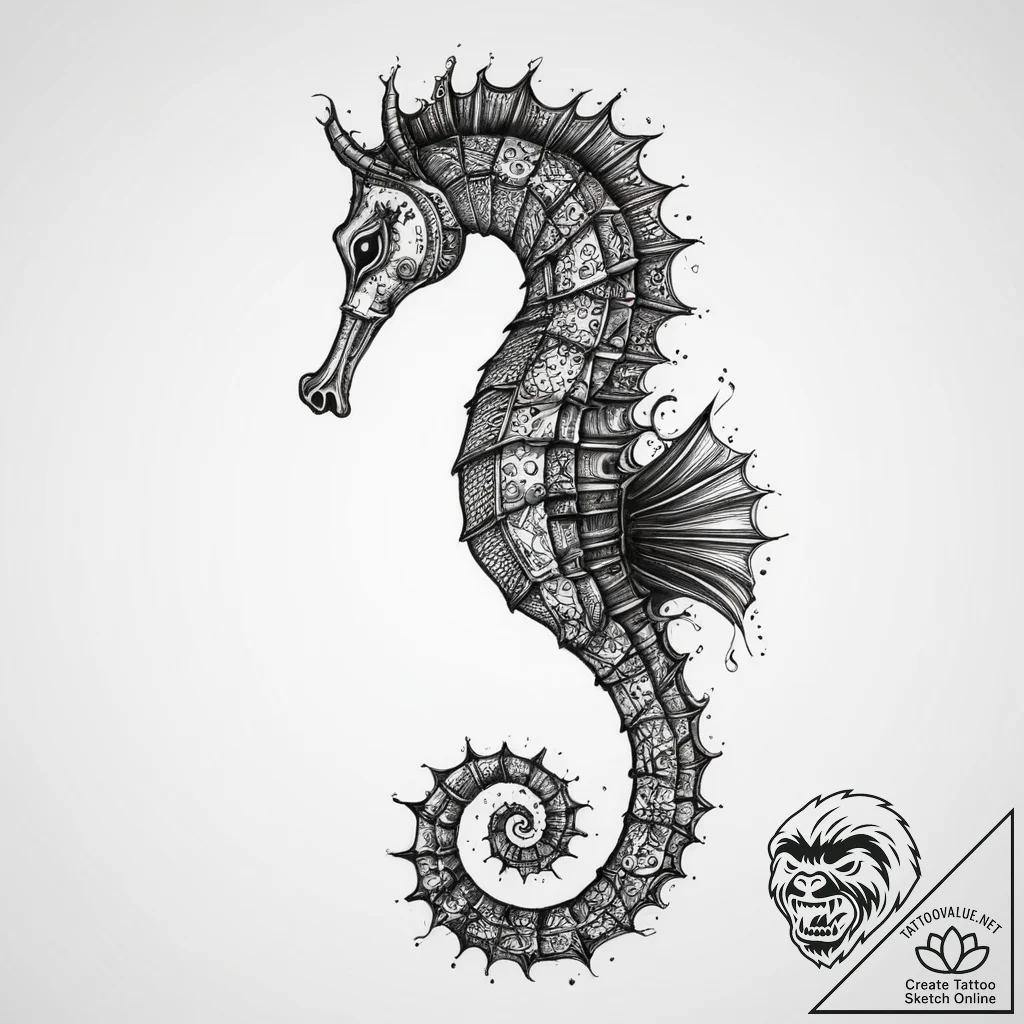 Tattoo sketch seahorse tail, tattoo sketch de... - tattoo sketch (№1756608532_0, 31.08.2025 02:48) — tattoovalue.net