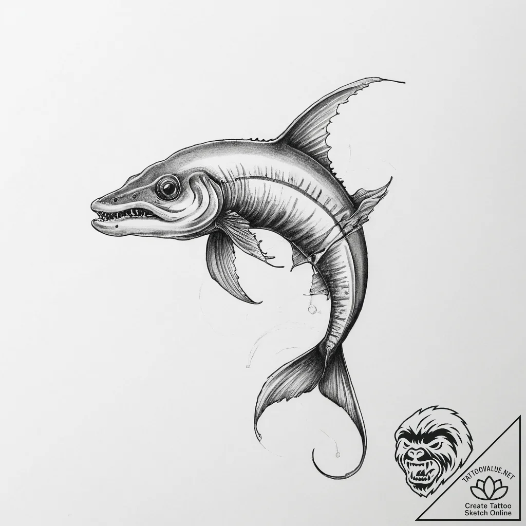 Tattoo sketch hagfish - tattoo sketch (№1756609131_0, 31.08.2025 02:58) — tattoovalue.net