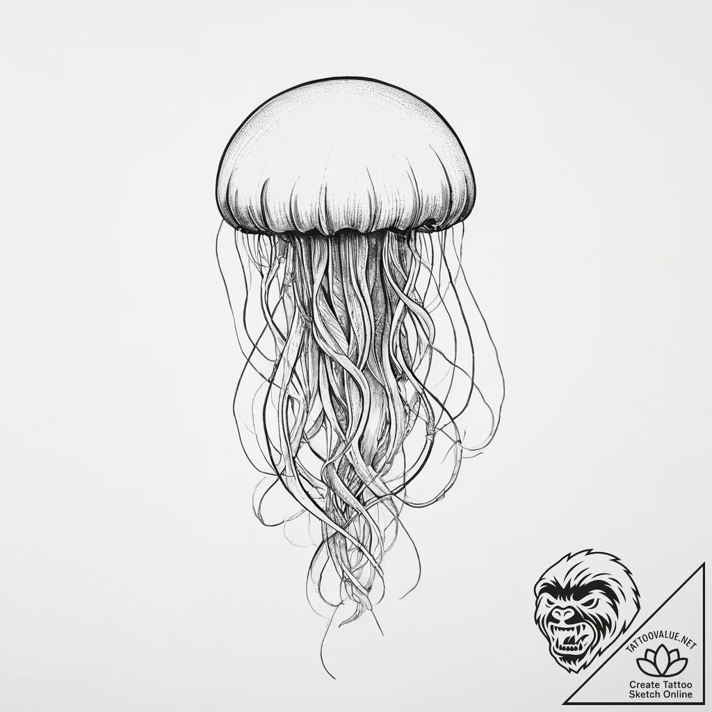 Tattoo sketch jellyfish tattoo, tattoo drawin... - tattoo sketch (№1756609536_0, 31.08.2025 03:05) — tattoovalue.net