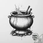 Tattoo sketch witch’s cauldron, ink illustrat… – tattoo sketch (№1756610748_0, 31.08.2025 03:25) — tattoovalue.net