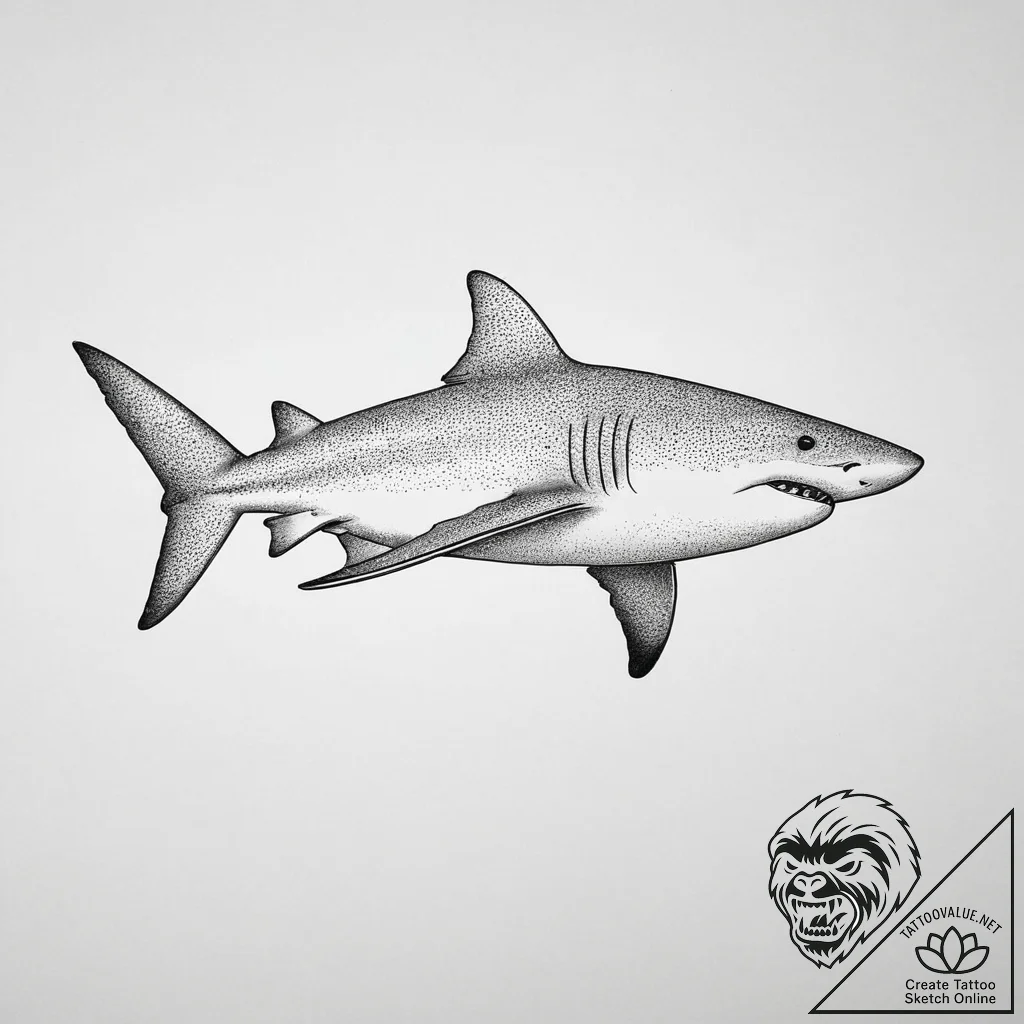 Tattoo sketch lemon shark, concept art for ta... - tattoo sketch (№1756612155_0, 31.08.2025 03:49) — tattoovalue.net