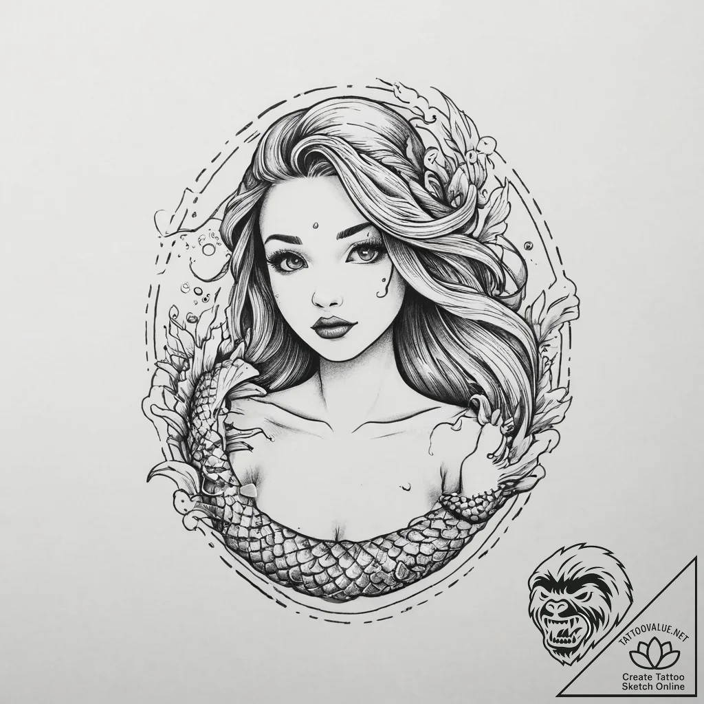 Tattoo sketch mermaid tattoo, tattoo flash sh... - tattoo sketch (№1756612957_0, 31.08.2025 04:02) — tattoovalue.net