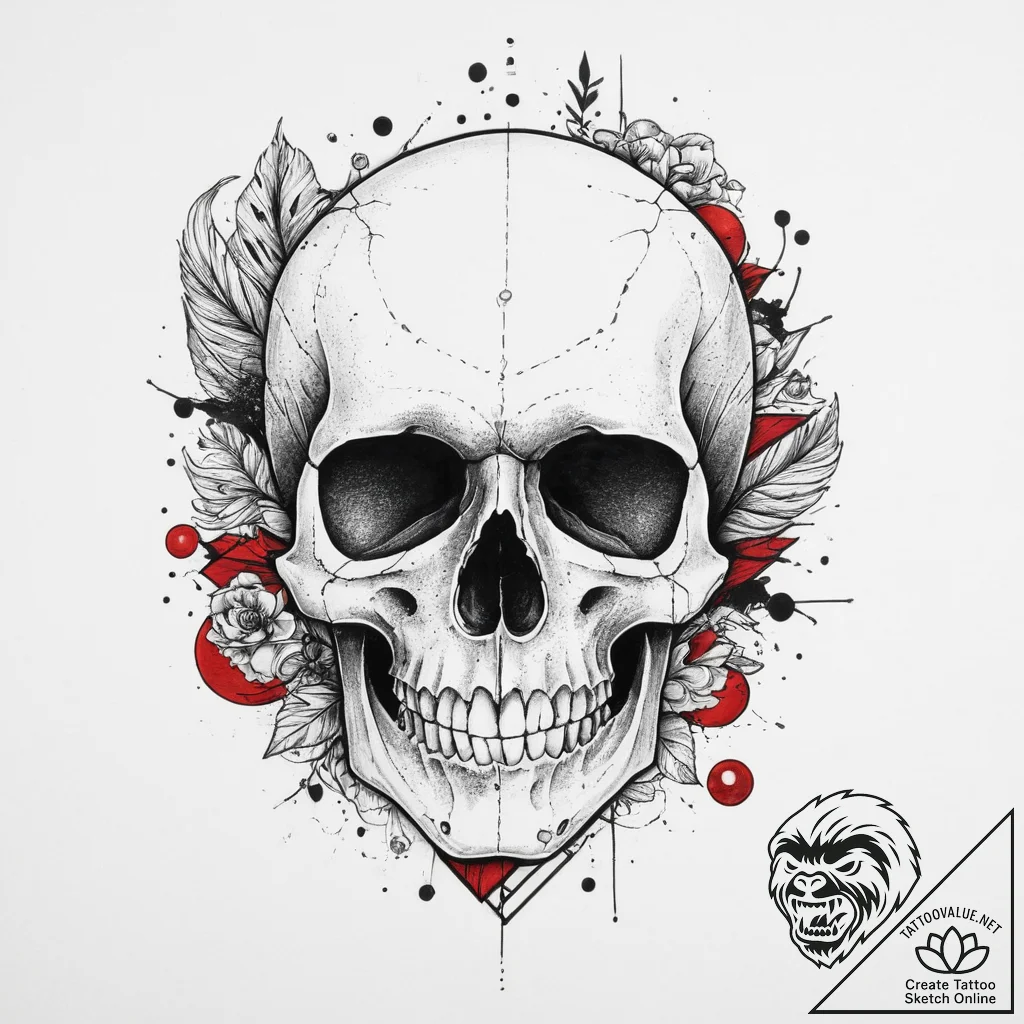 Tattoo sketch узор в виде черепа с землей, ta... - tattoo sketch (№1756615963_0, 31.08.2025 04:52) — tattoovalue.net