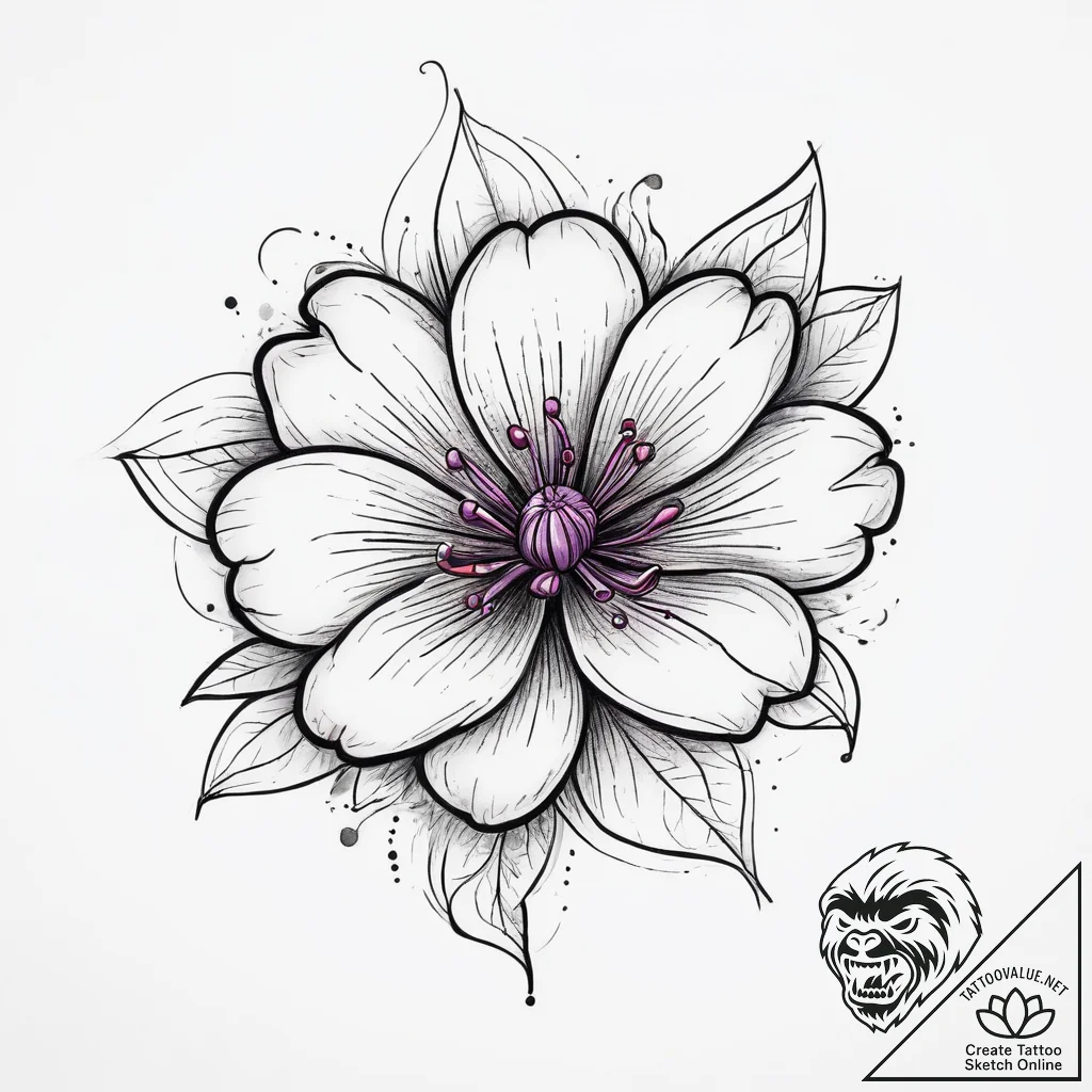 Tattoo sketch violet flower, tattoo line art,... - tattoo sketch (№1756616963_0, 31.08.2025 05:09) — tattoovalue.net
