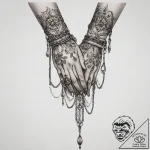 Tattoo sketch hands with a chain, artistic ta… – tattoo sketch (№1756617162_0, 31.08.2025 05:12) — tattoovalue.net