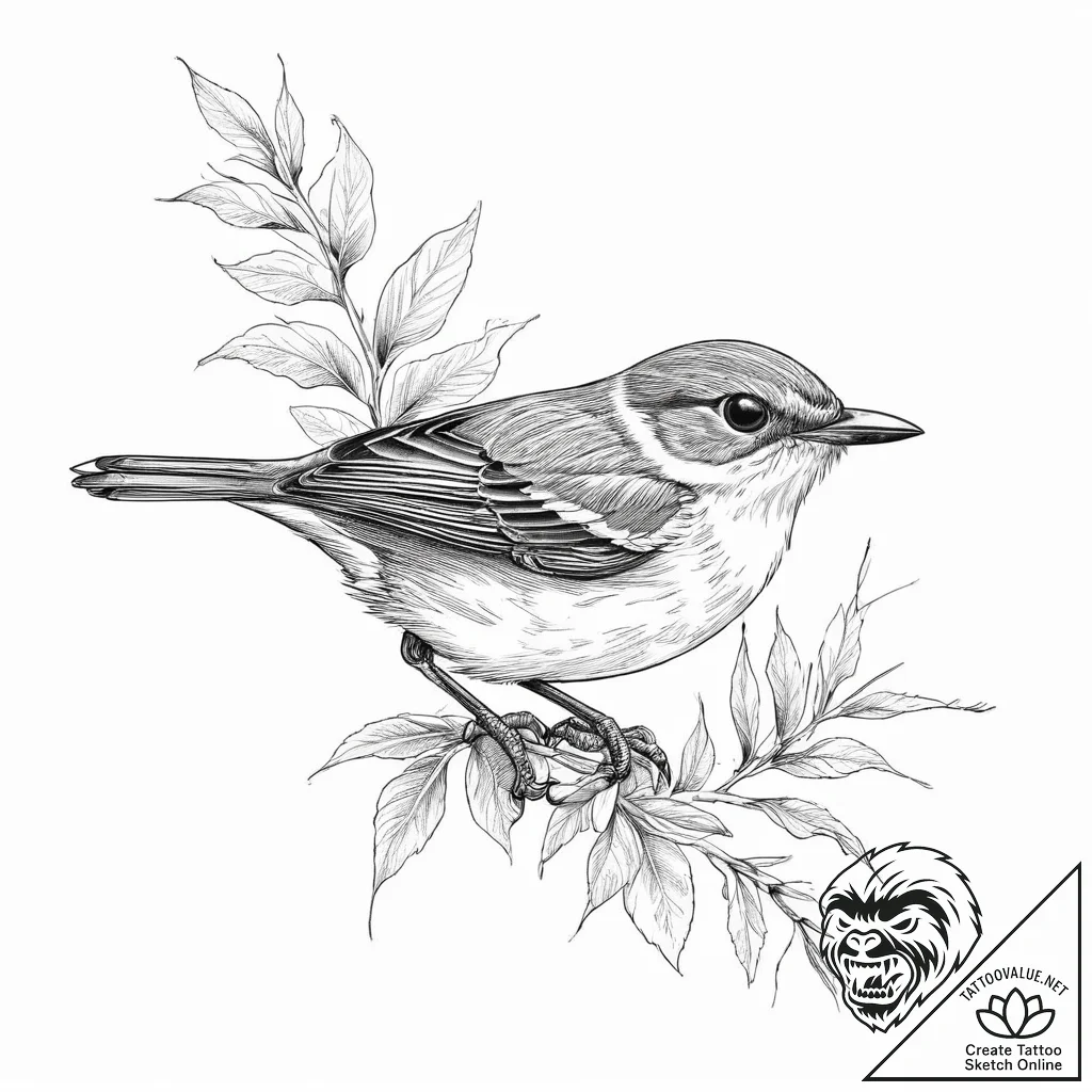 Tattoo sketch red-eyed vireo, ink illustratio... - tattoo sketch (№1756617363_0, 31.08.2025 05:16) — tattoovalue.net