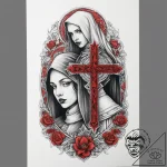 Tattoo sketch soldier with a nun, artistic ta… – tattoo sketch (№1756617961_0, 31.08.2025 05:26) — tattoovalue.net