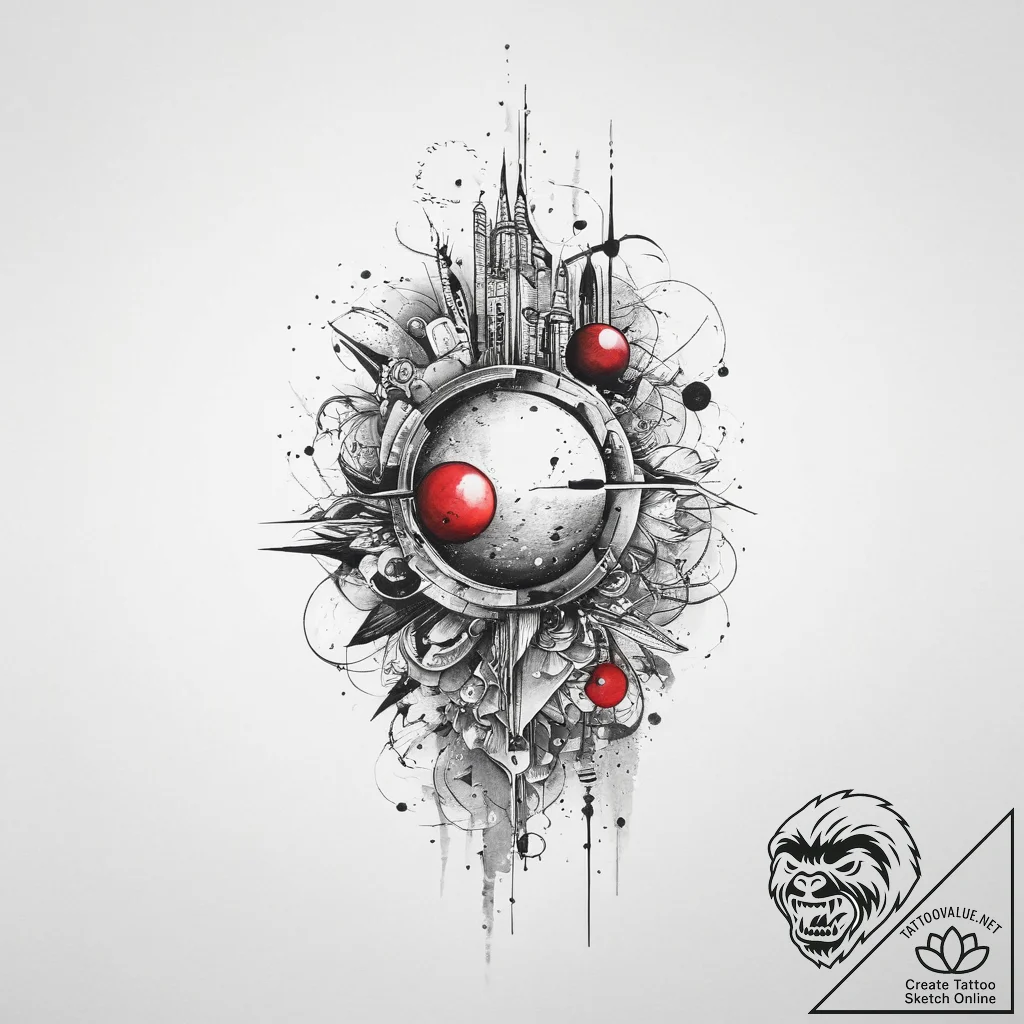 Tattoo sketch cosmic narrative, tattoo drawin... - tattoo sketch (№1756618557_0, 31.08.2025 05:35) — tattoovalue.net