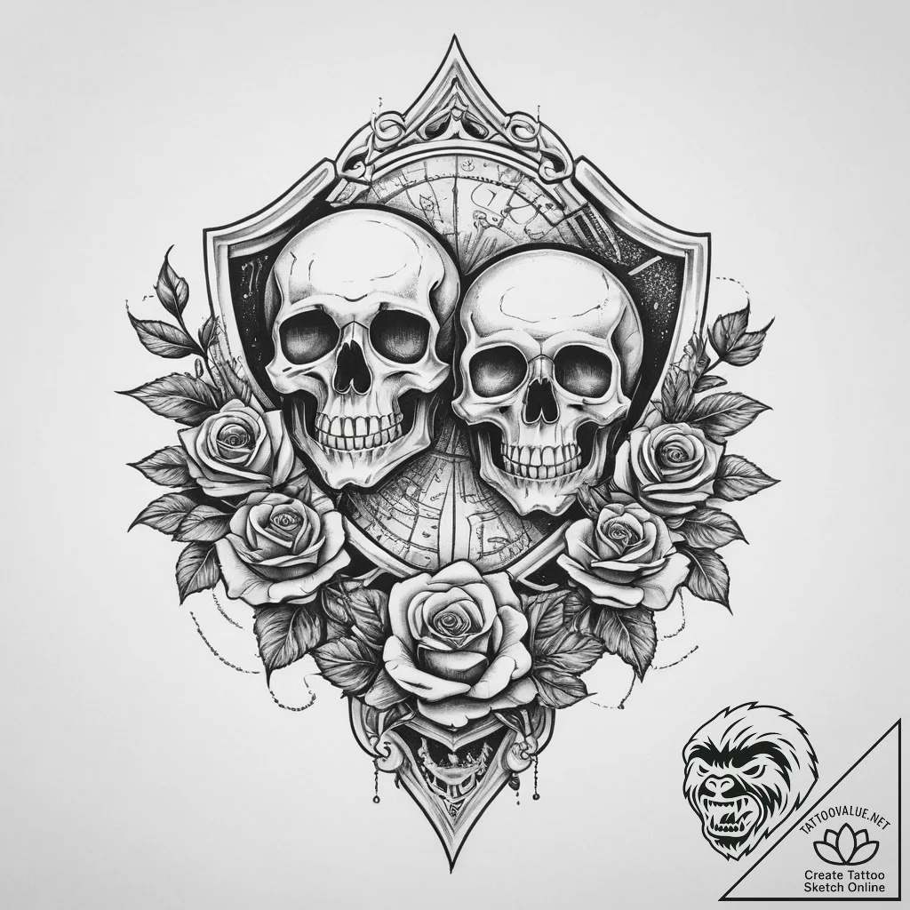 Tattoo sketch shield, ink illustration for ta... - tattoo sketch (№1756618959_0, 31.08.2025 05:42) — tattoovalue.net