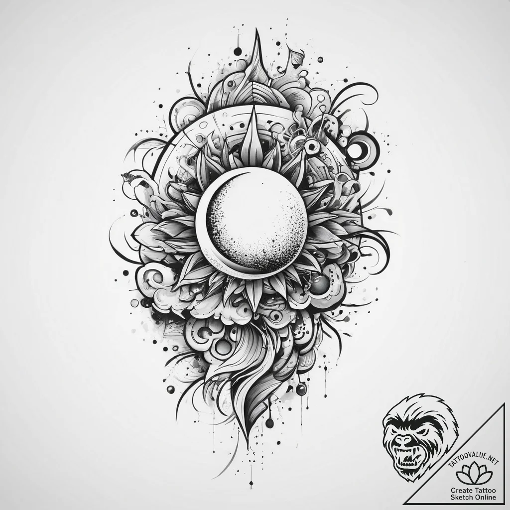 Tattoo sketch cosmic spring, artistic tattoo... - tattoo sketch (№1756621779_0, 31.08.2025 06:29) — tattoovalue.net