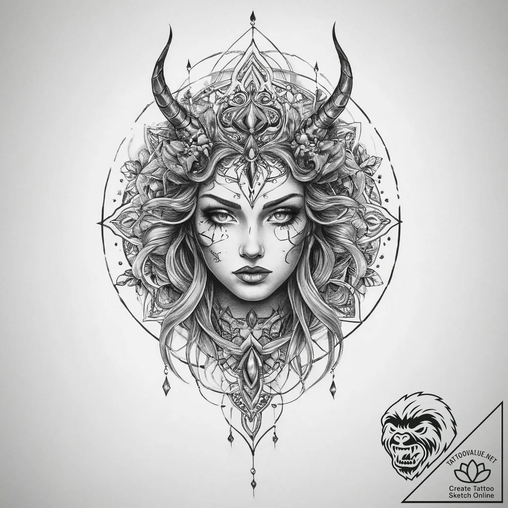 Tattoo sketch mystical entity - tattoo sketch (№1756622385_0, 31.08.2025 06:39) — tattoovalue.net