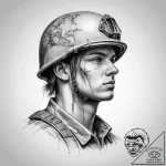 Tattoo sketch soldier with a map, artistic ta… – tattoo sketch (№1756622783_0, 31.08.2025 06:46) — tattoovalue.net