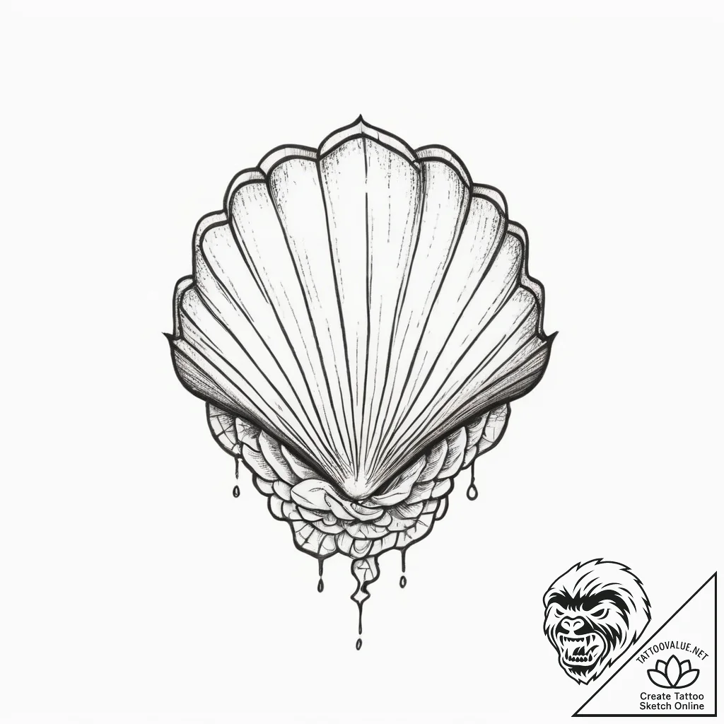 Tattoo sketch shell, tattoo flash sheet desig... - tattoo sketch (№1756623788_0, 31.08.2025 07:03) — tattoovalue.net