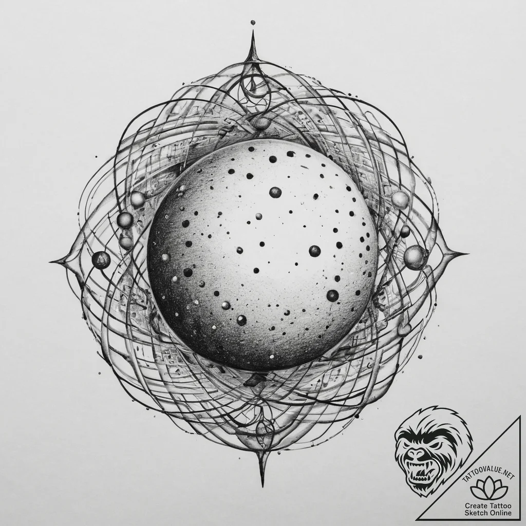 Tattoo sketch cosmic sphere, tattoo sketch de... - tattoo sketch (№1756625592_0, 31.08.2025 07:33) — tattoovalue.net