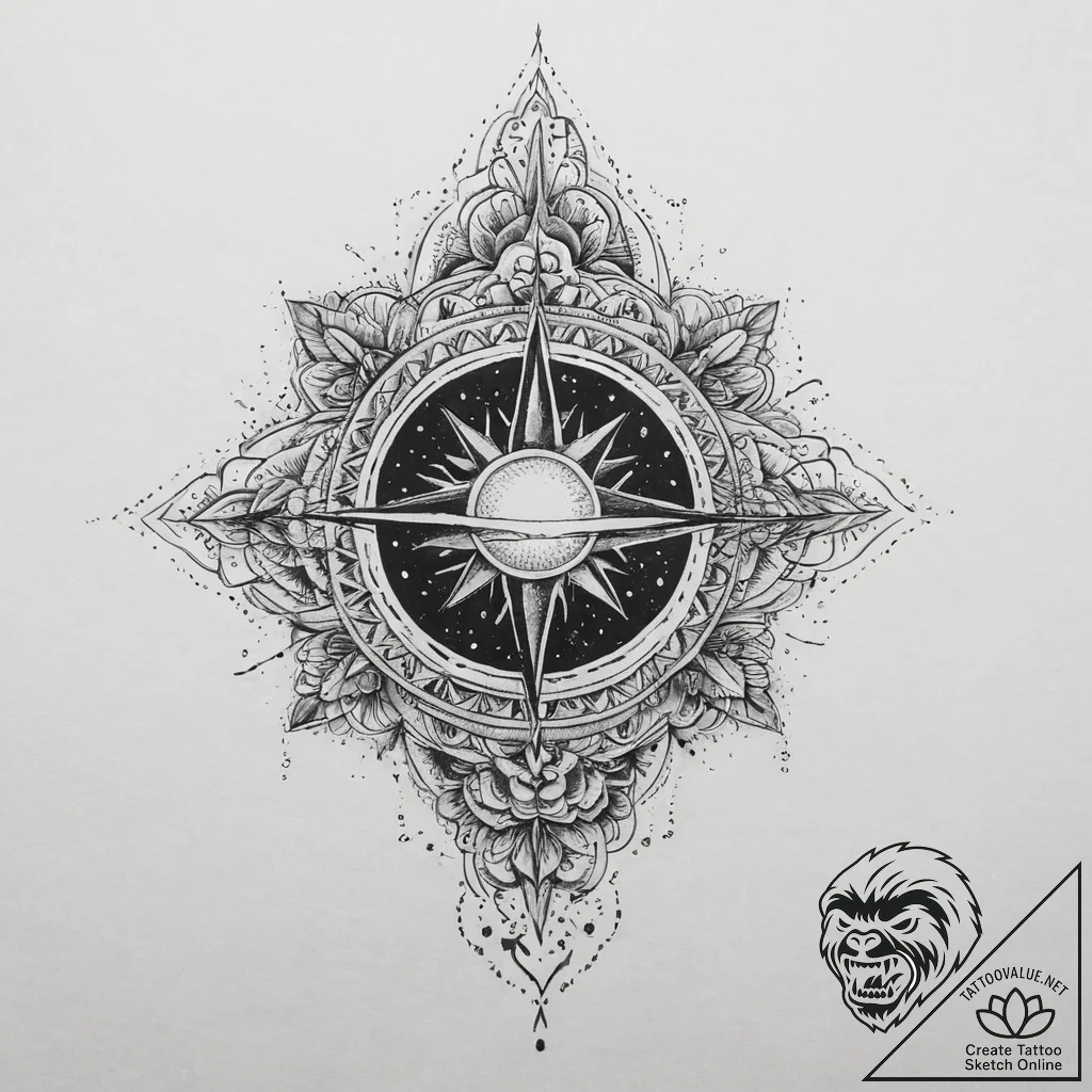 Tattoo sketch cosmic land, concept art for ta... - tattoo sketch (№1756626394_0, 31.08.2025 07:46) — tattoovalue.net