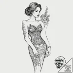 Tattoo sketch formal dress with a quote, arti… – tattoo sketch (№1756626593_0, 31.08.2025 07:49) — tattoovalue.net