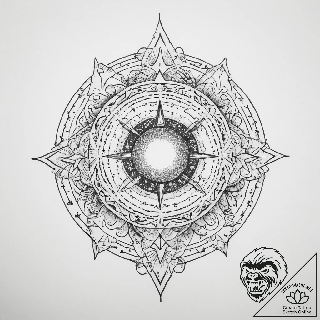 Tattoo sketch cosmic portrayal - tattoo sketch (№1756627407_0, 31.08.2025 08:03) — tattoovalue.net
