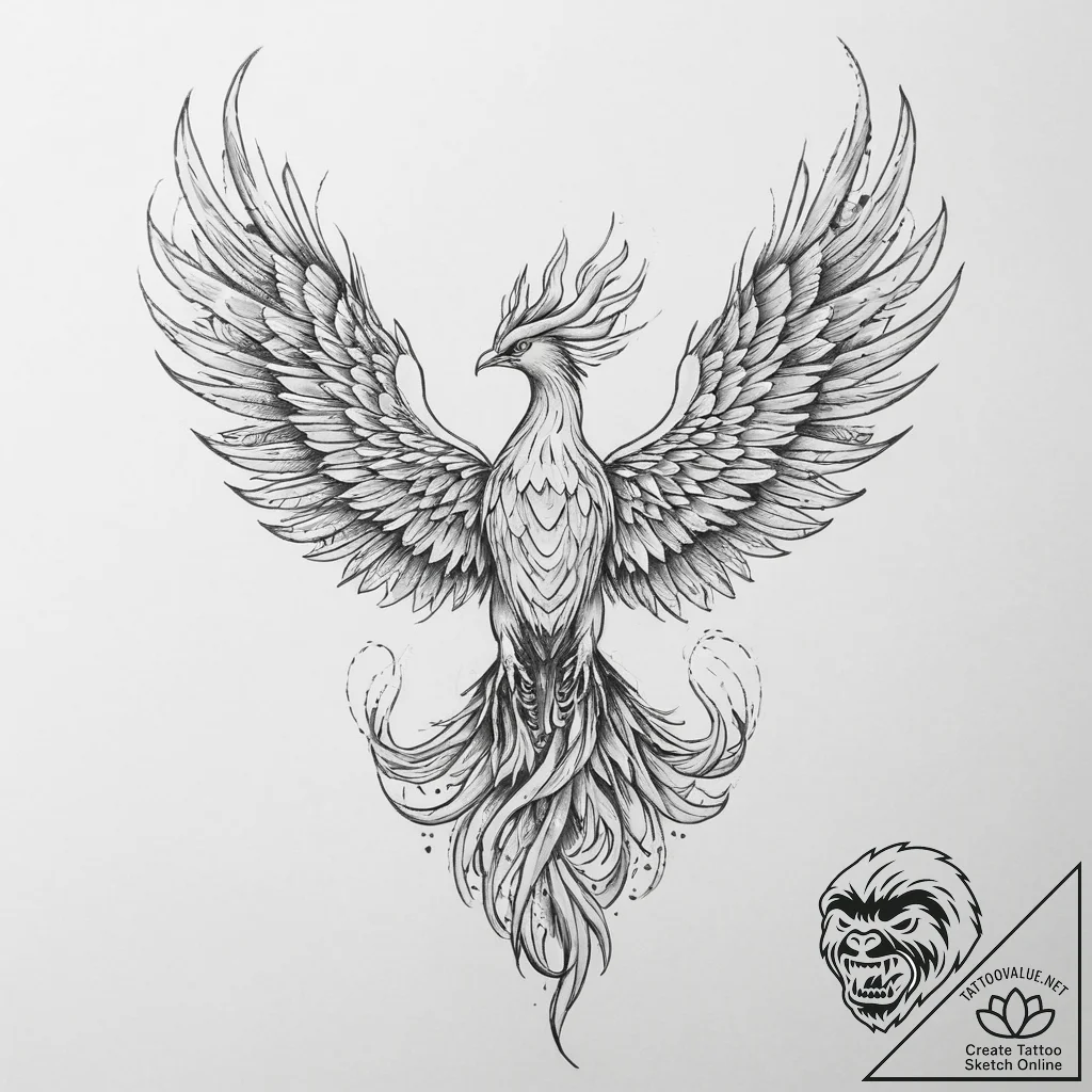 Tattoo sketch phoenix - tattoo sketch (№1756630616_0, 31.08.2025 08:56) — tattoovalue.net