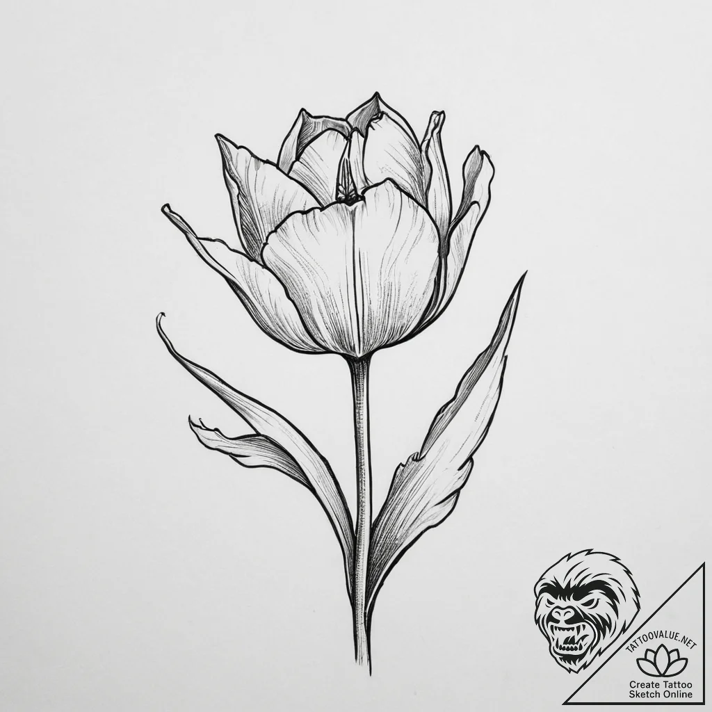 Tattoo sketch tulip flower, tattoo sketch des... - tattoo sketch (№1756631624_0, 31.08.2025 09:13) — tattoovalue.net