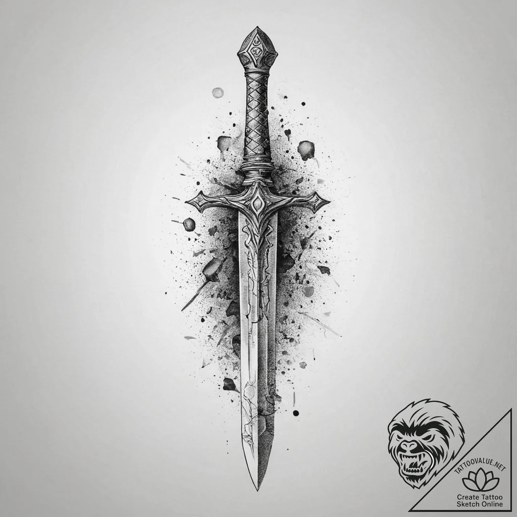 Tattoo sketch sword in stone, artistic tattoo... - tattoo sketch (№1756635644_0, 31.08.2025 10:20) — tattoovalue.net